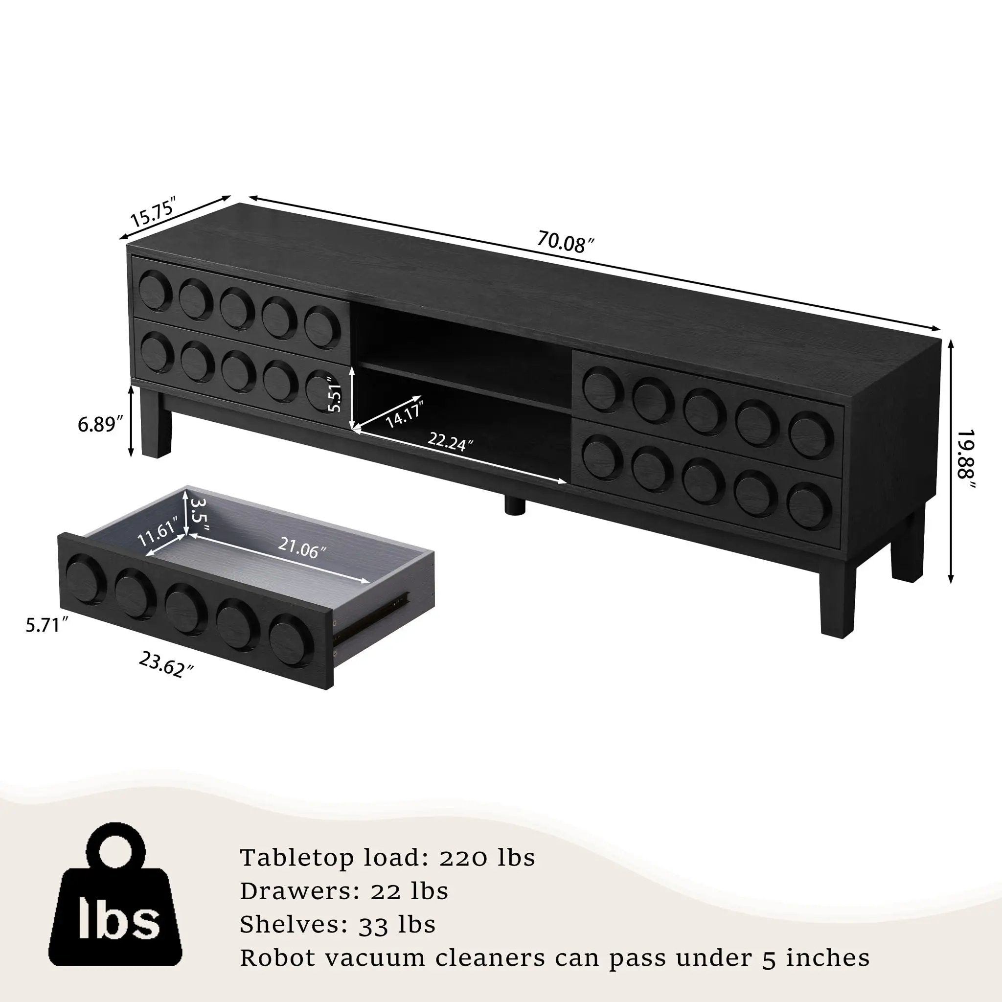 Media Console With 4 Drawers And Cable Management by Unique Piece Furniture