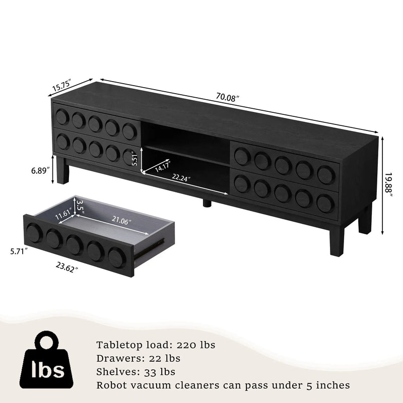 Media Console With 4 Drawers And Cable Management by HouseOfZazla
