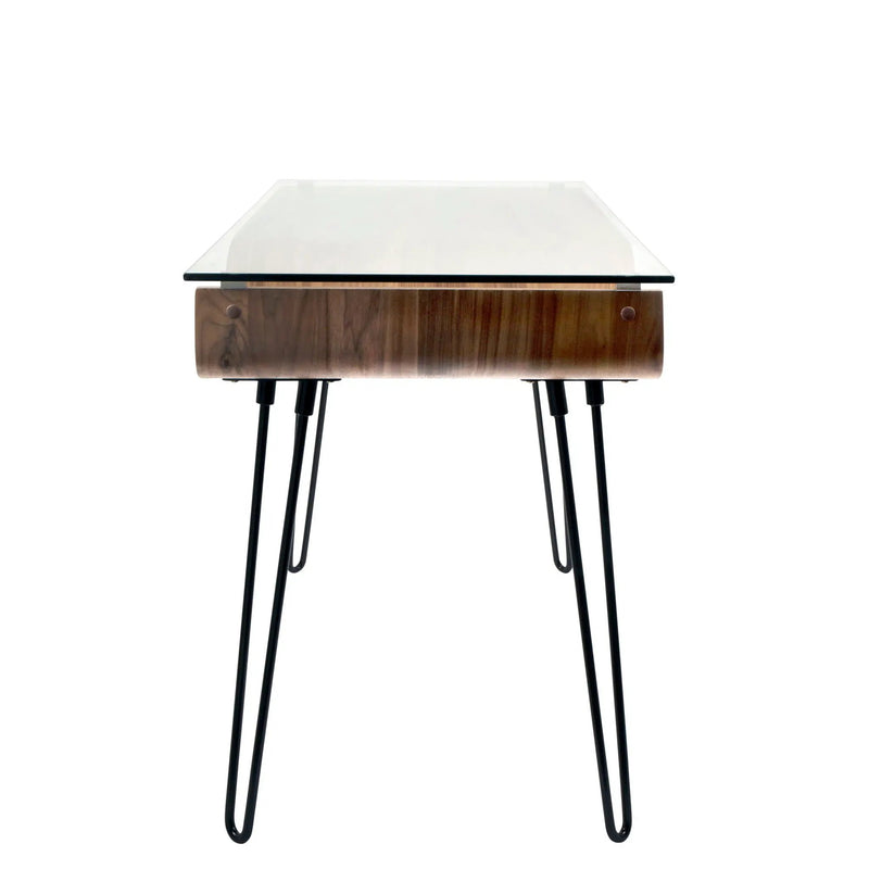 Avery - Mid-Century Modern Desk - Walnut / Clear / Black by HouseOfZazla
