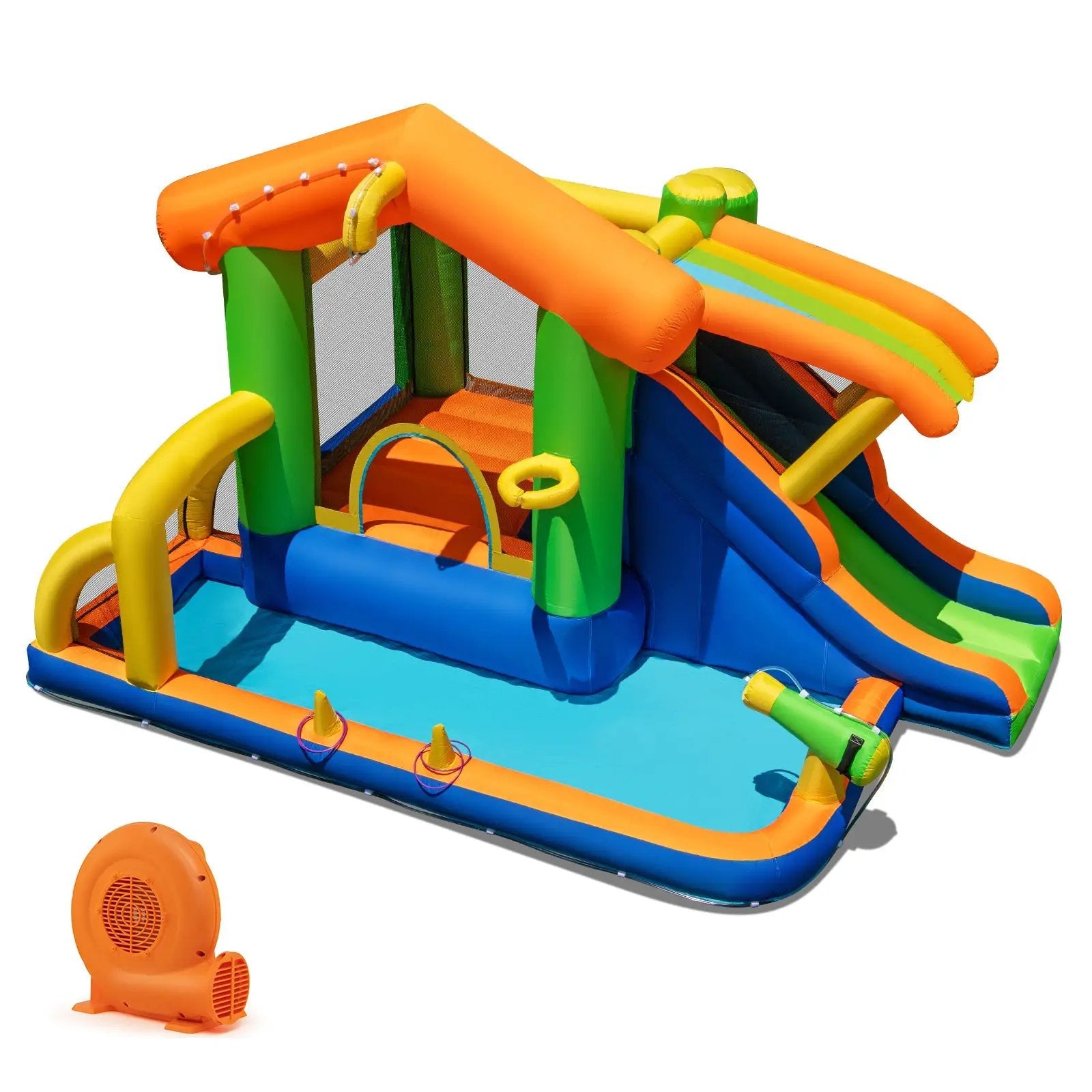 8-in-1 Jumping Castle with Slide and 520W Blower by DirectDeals
