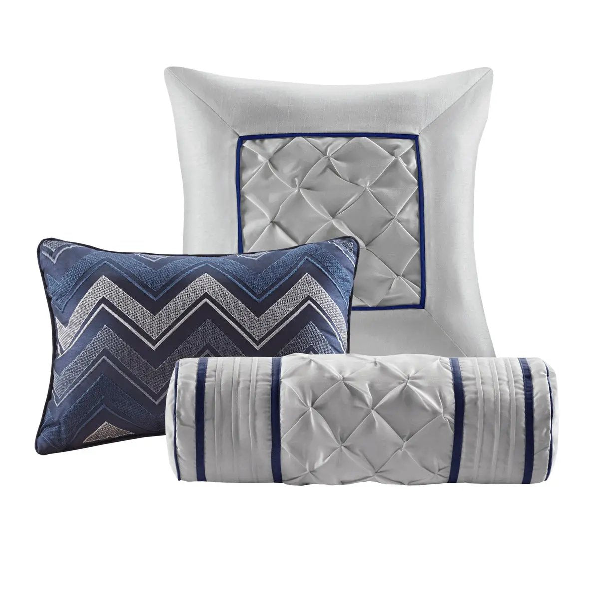 7 Piece Tufted Comforter Set Navy Queen by HouseOfZazla