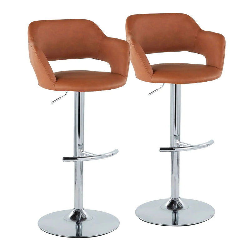 Margarite - Contemporary Ajustable Barstool With Swivel With Rounded T Footrest (Set of 2) by Unique Piece Furniture