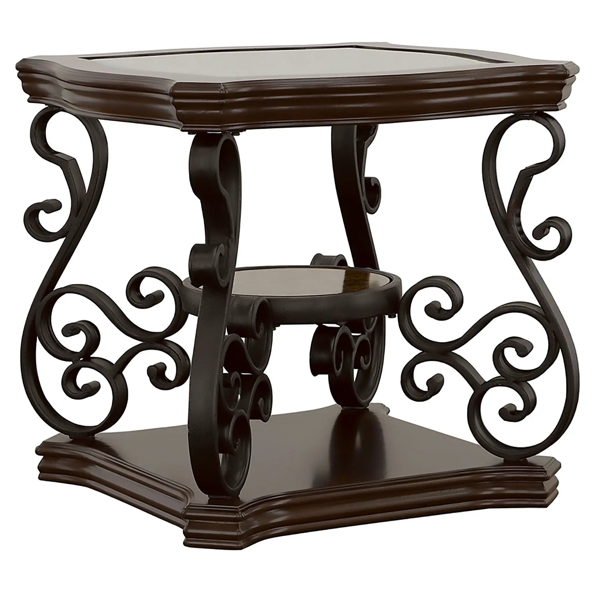 Laney 1-shelf Glass Top Rectangular End Table Deep Merlot by Unique Piece Furniture