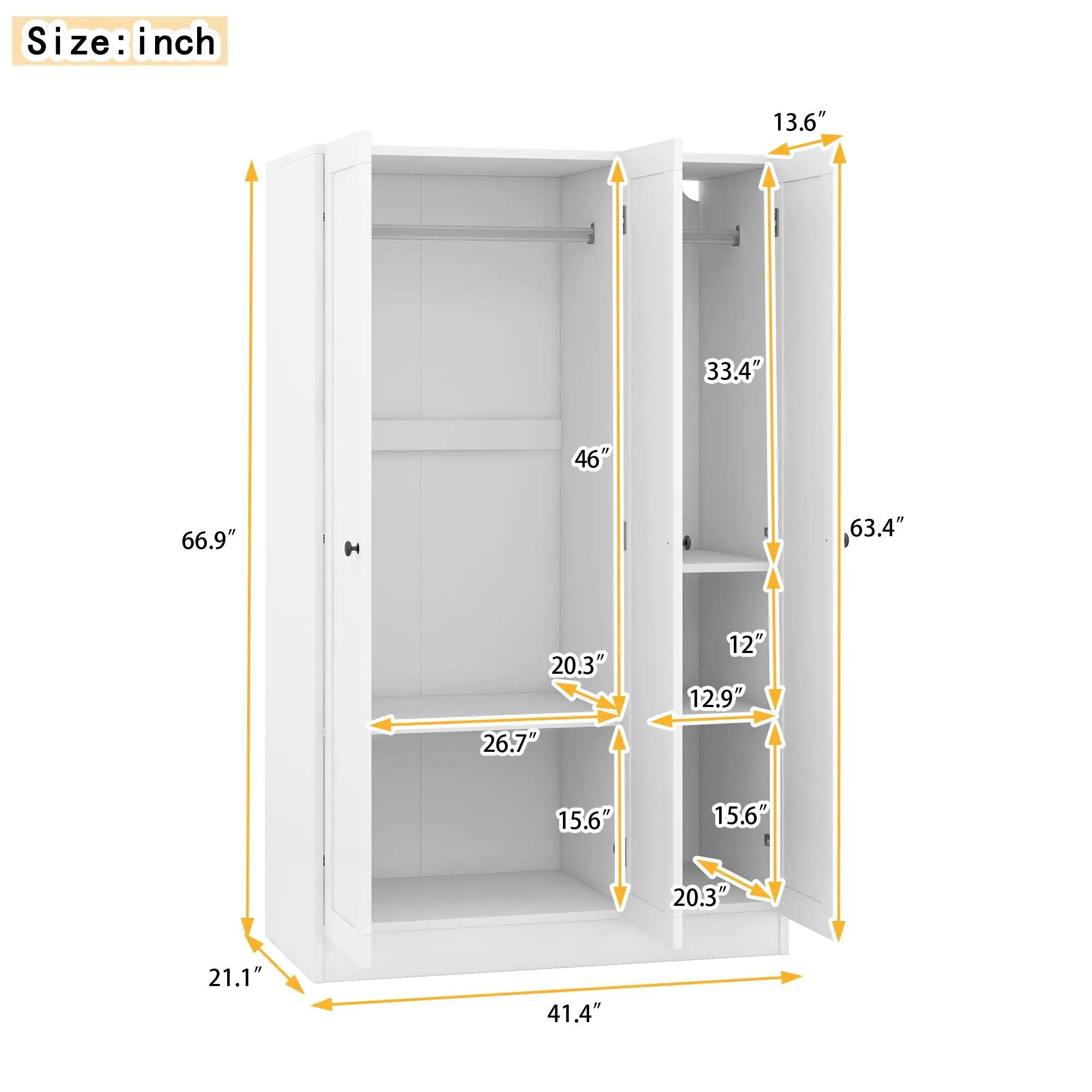 3 Door Shutter Wardrobe With Shelves by HouseOfZazla