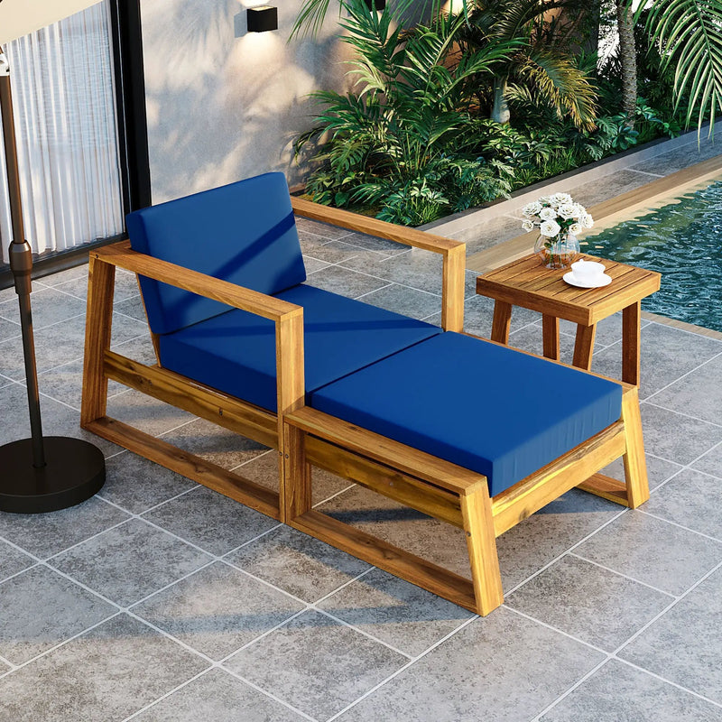 U_STYLE Acacia Wood Outdoor Lounge Set - Chair and Ottoman by HouseOfZazla