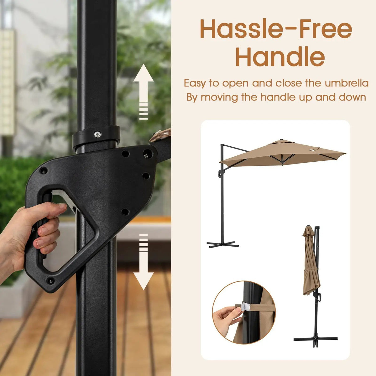 9 FT Cantilever Patio Umbrella with Vented Top and Sun-Protective Canopy, photo 21 of 24
