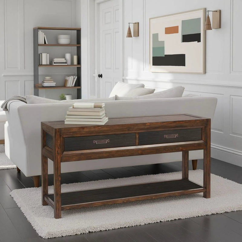 2 Drawer Sofa Table, 2 Tone - Brown by Unique Piece Furniture