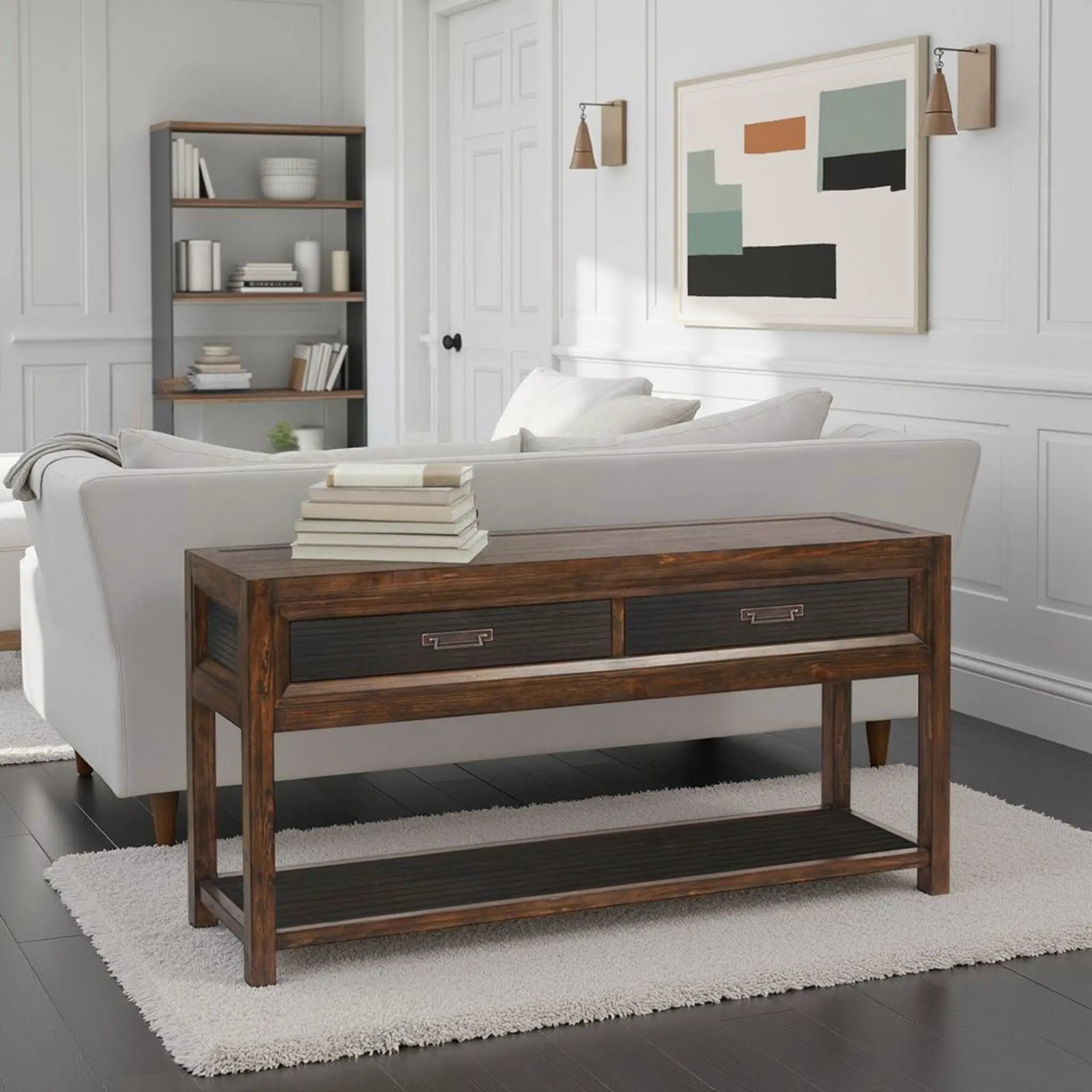 2 Drawer Sofa Table, 2 Tone - Brown by HouseOfZazla