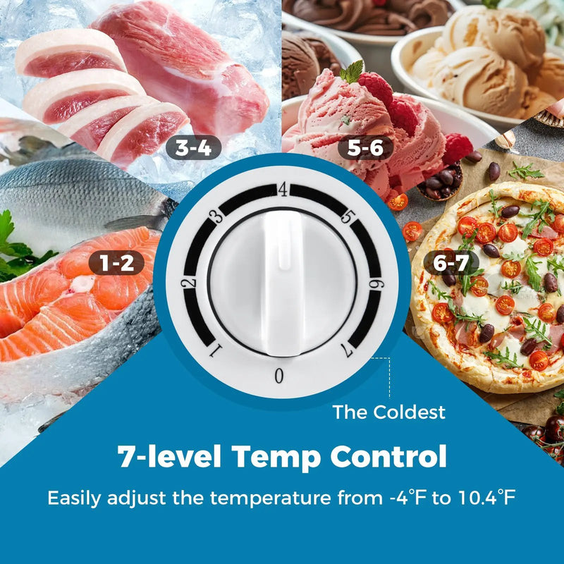 141 L/5 Cu.Ft Compact Chest Freezer with 7-Gear Adjustable Temperature-White by DirectDeals