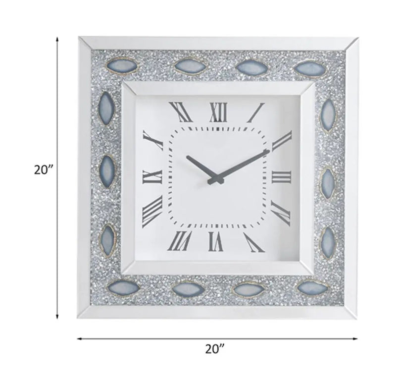 Sonia - Wall Clock - Mirrored & Faux Agate by Unique Piece Furniture