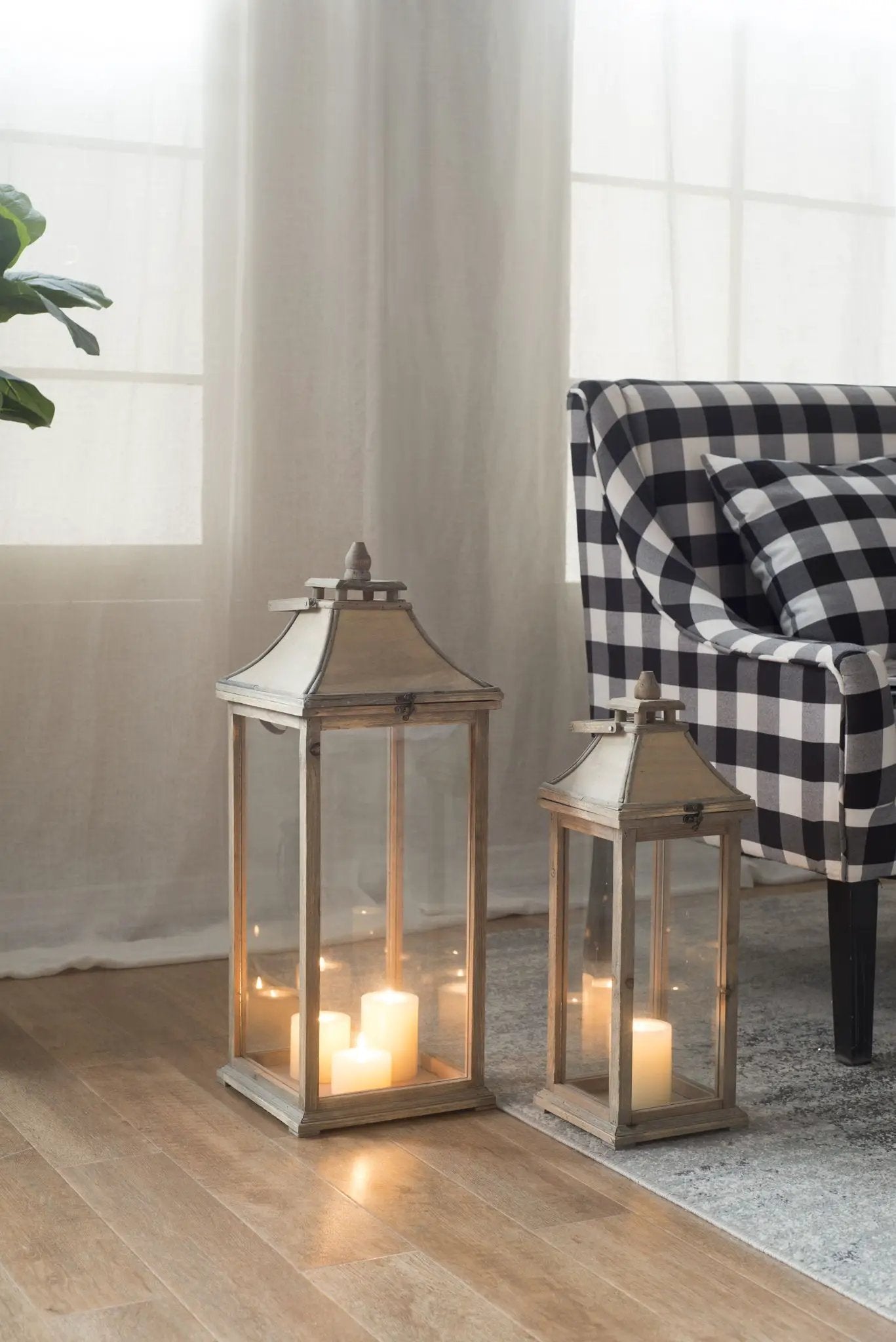 Candle Lantern Decorative, Hurricane Lantern Holder Decor For Indoor Outdoor, Home Garden Wedding - Ivory by Unique Piece Furniture