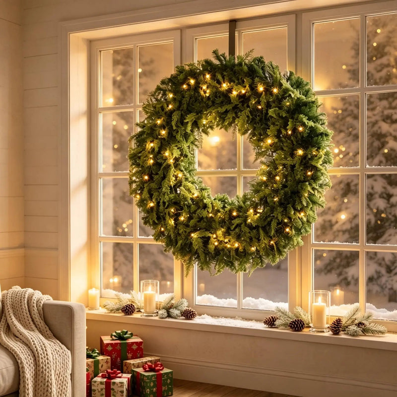 48-Inch Pre-Lit Crestwood Spruce Artificial Christmas Wreath
