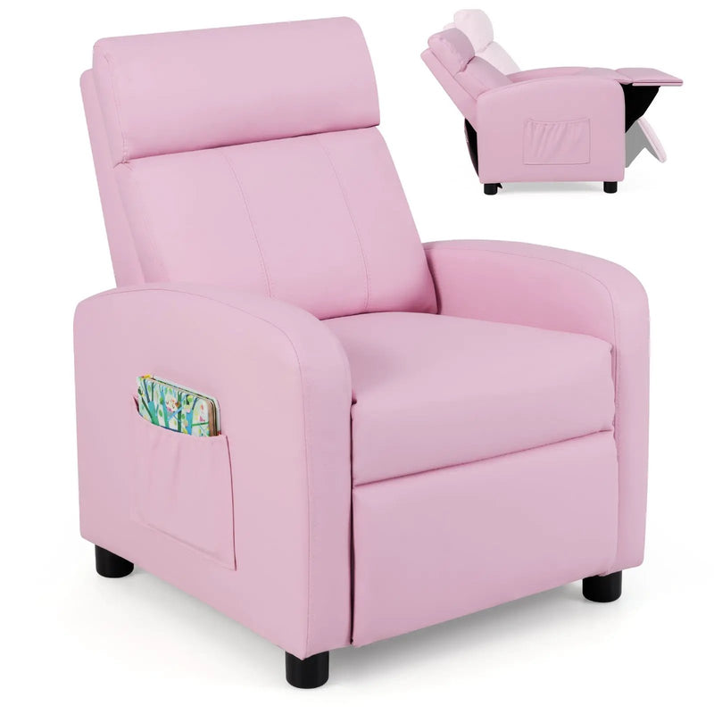 Ergonomic PU Leather Kids Recliner Lounge Sofa for 3-12 Age Group by DirectDeals