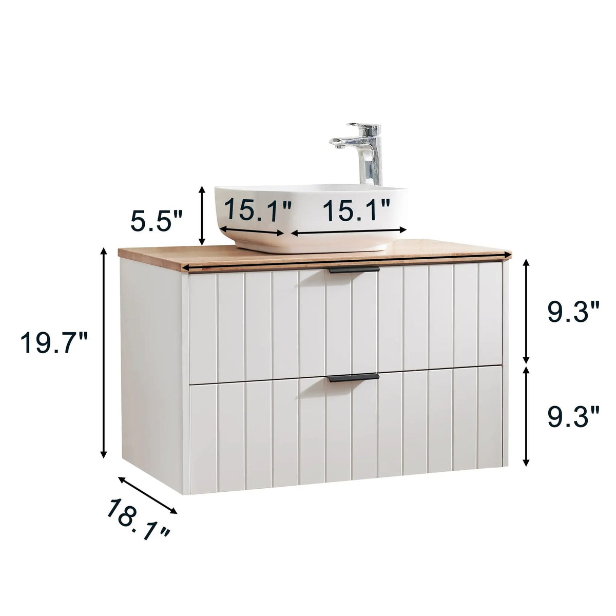 32-Inch Double Drawer Wall-Mounted Bathroom Vanity, photo 9 of 10