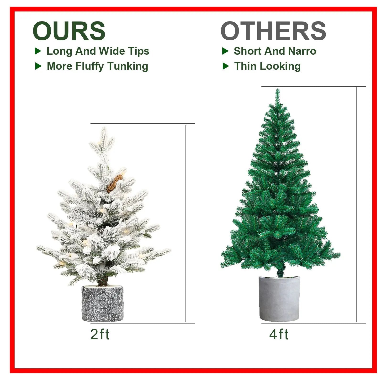 4.5FT Flocked Christmas Tree with Pot Base and LED Lights by HouseOfZazla