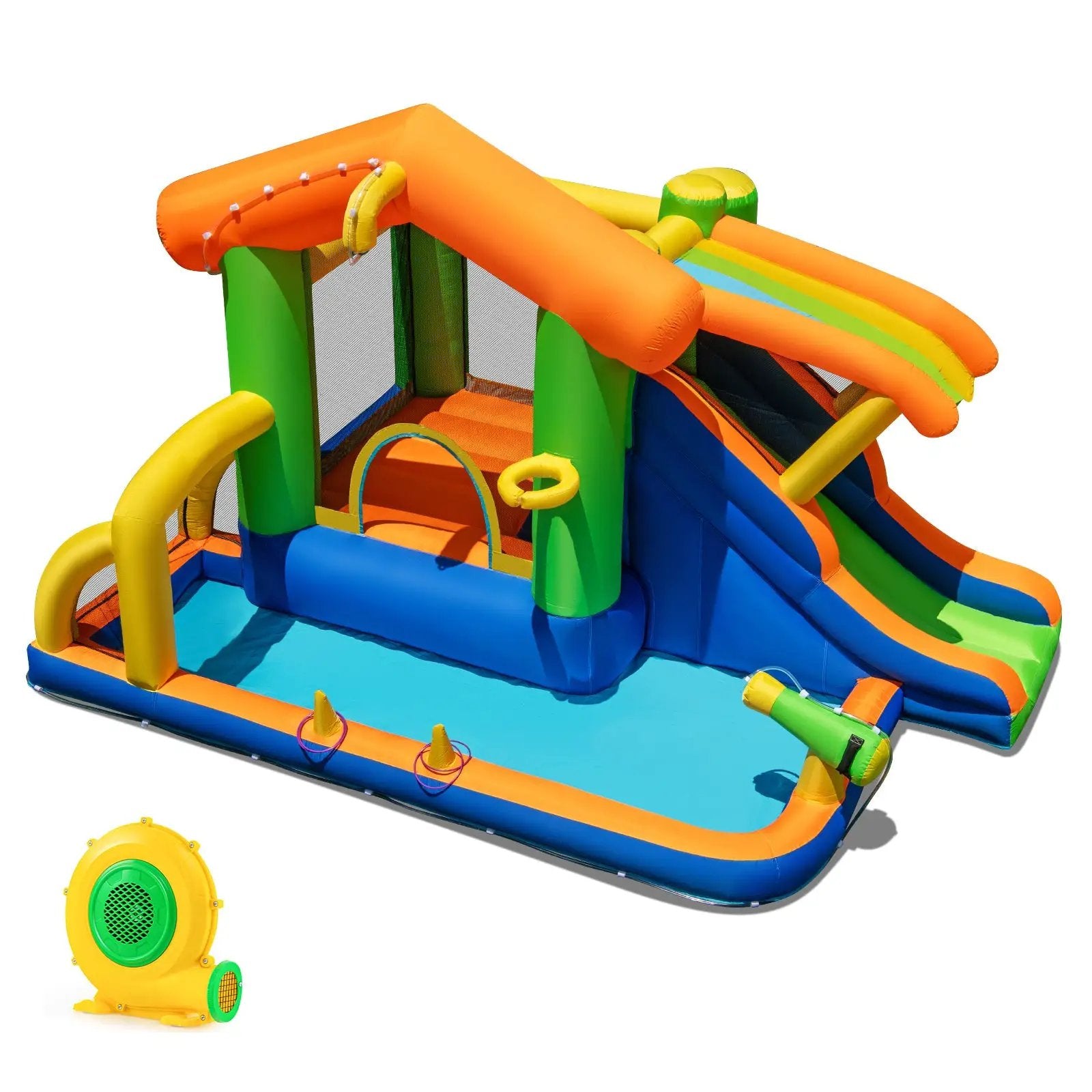 8-in-1 Jumping Castle with Slide and 480W Blower by DirectDeals