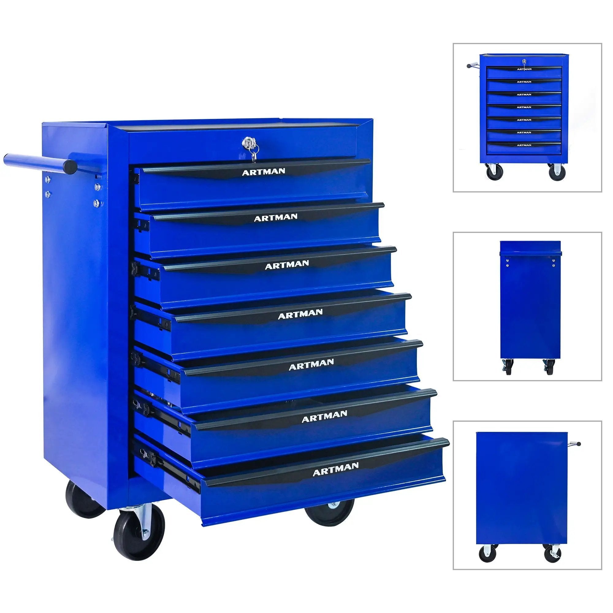 Rolling Metal Tool Chest With Drawers, Steel Storage Cabinet With Ball Bearing Slides by HouseOfZazla