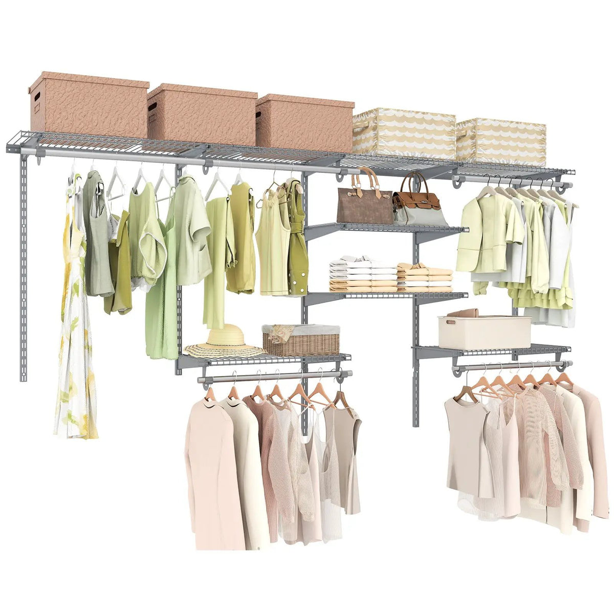 4-8 Feet Closet Organizers and Storage System with Hanging Rod for Laundry Bedroom, photo 7 of 16