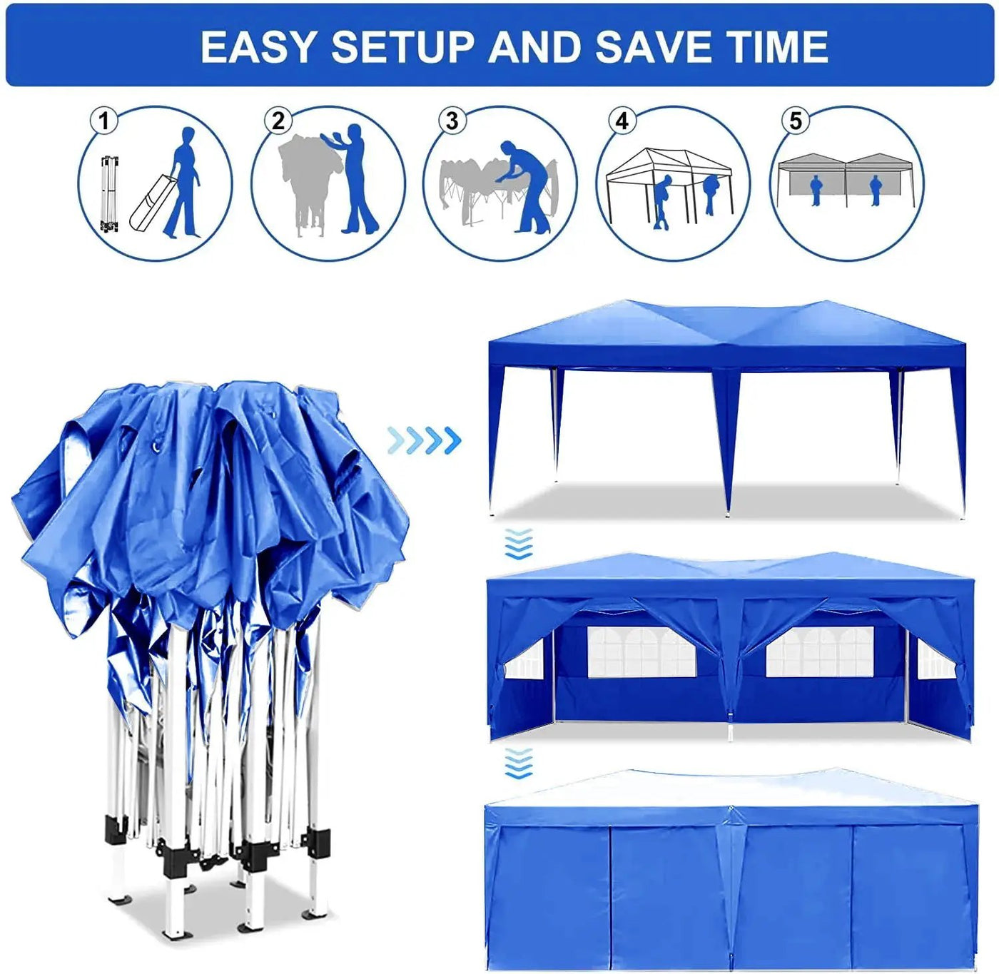 10'x20' EZ Pop Up Canopy Outdoor Portable Party Folding Tent with 6 Removable Sidewalls by HouseOfZazla