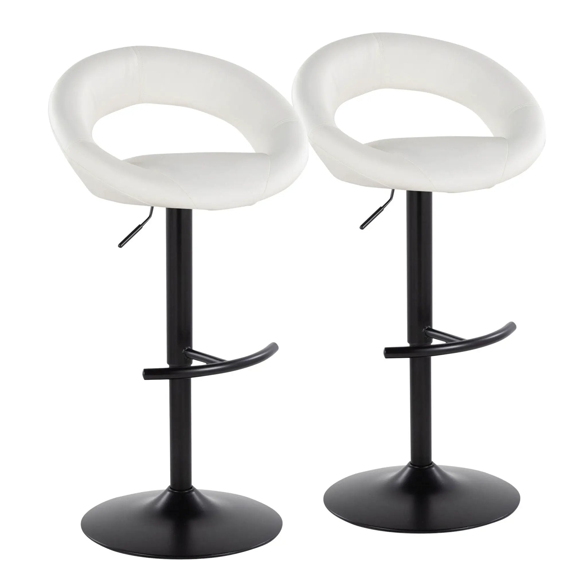 Posh - Contemporary Adjustable Barstool With Swivel & Rounded T Footrest (Set of 2) by HouseOfZazla