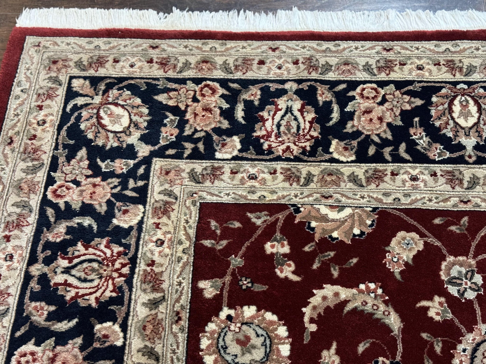 Maroon Persian Area Rug 8x10, Floral Allover, Pak Persian, Wool and Silk Highlights, Traditional Oriental Carpet by Jewel Rugs