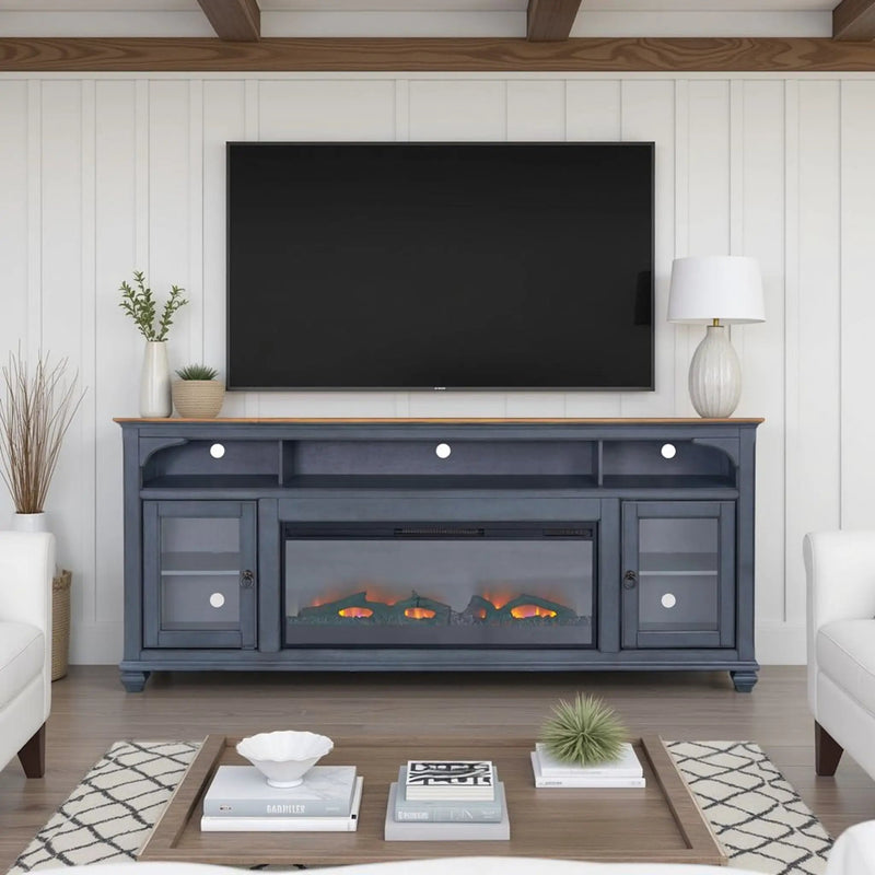Fireplace TV Stand For TVs Up To 95" - Blue by HouseOfZazla