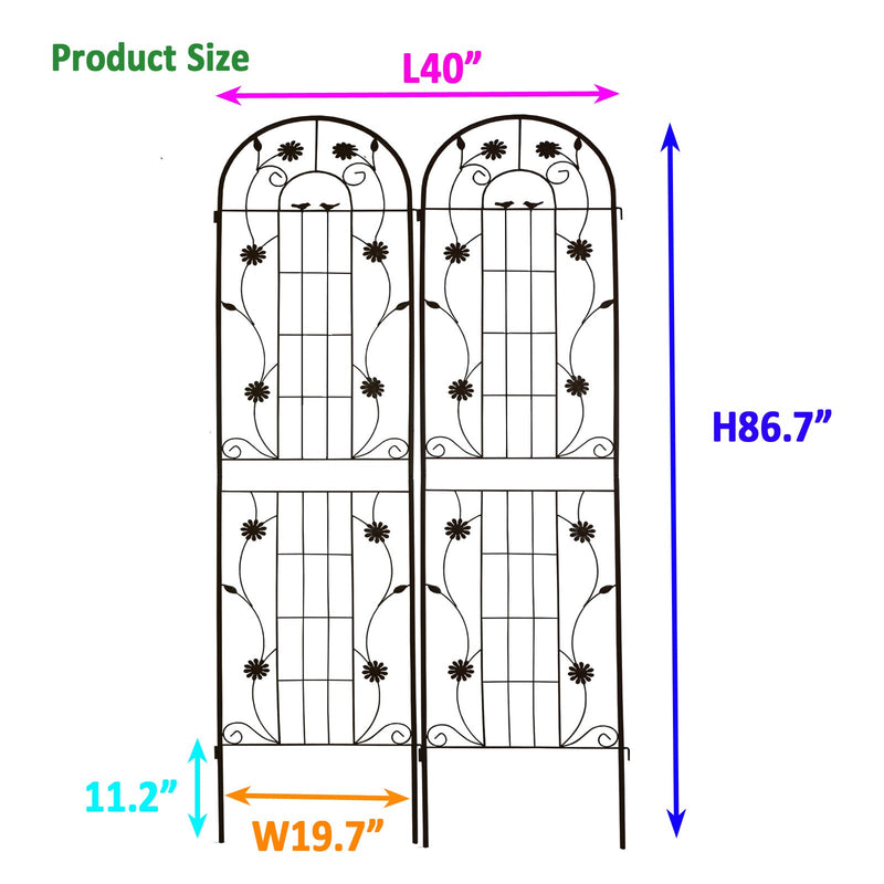 2 Pack Metal Garden Trellis 86.7" x 19.7" Rustproof Trellis for Climbing Plants by HouseOfZazla
