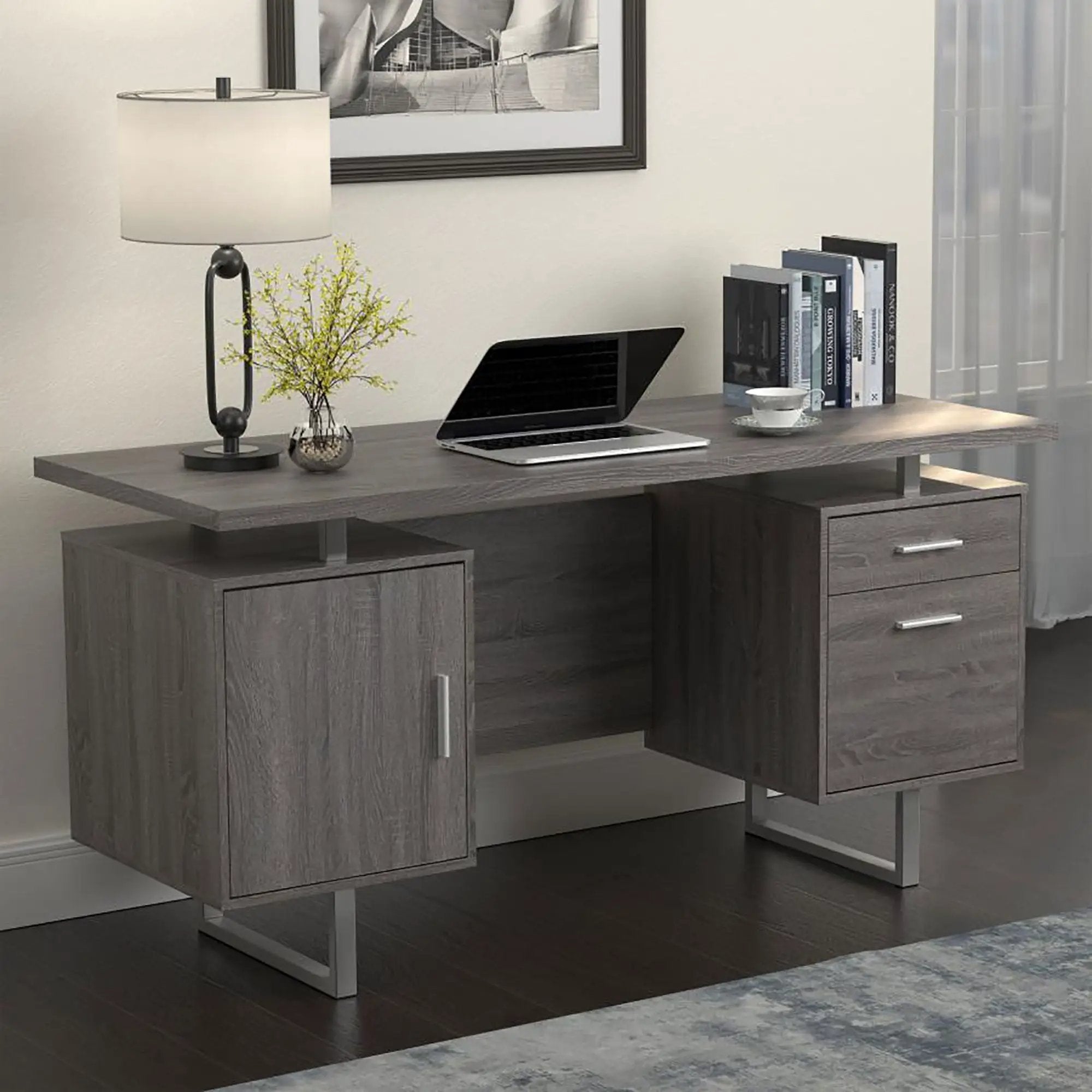 2 Drawer Floating Top Office Desk by HouseOfZazla
