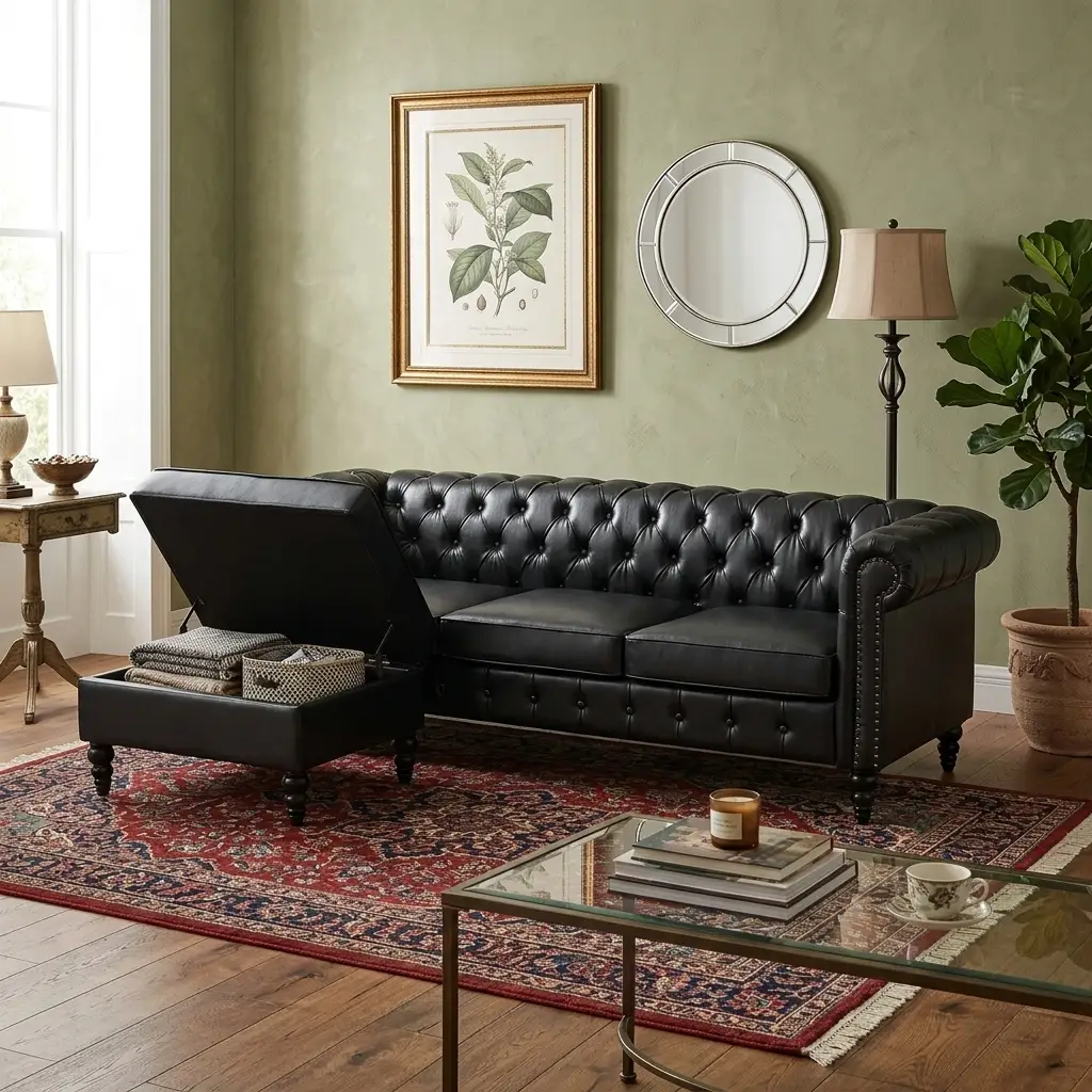 U-style 85" Modern 4-Seater L-Shaped Sectional Sofa with Storage Ottoman by HouseOfZazla