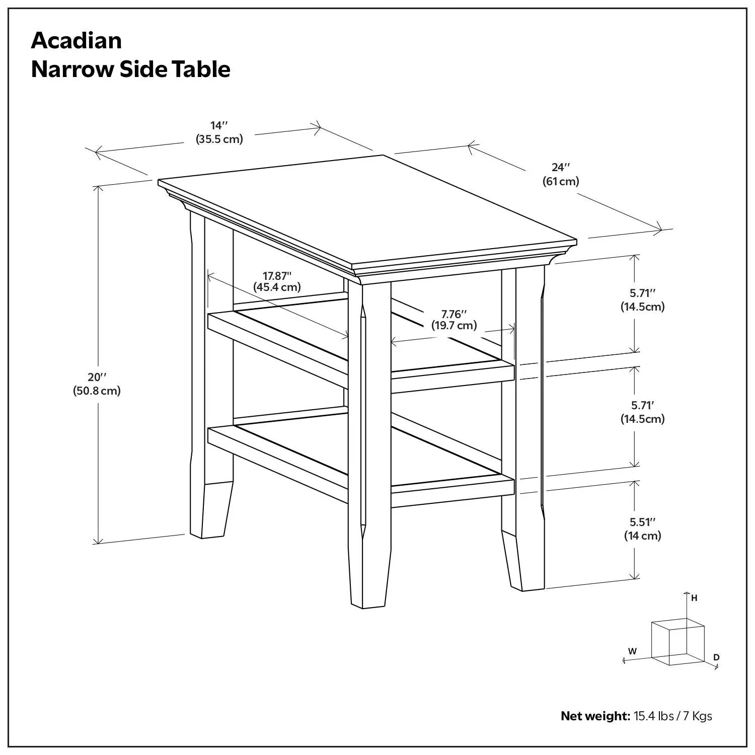 Acadian - Narrow Side Table, Handcrafted by Unique Piece Furniture