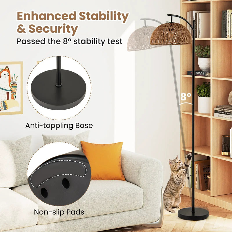 Arc Floor Lamp 63 Inches Tall Pole Lamp with Hanging Lampshade-Black by DirectDeals