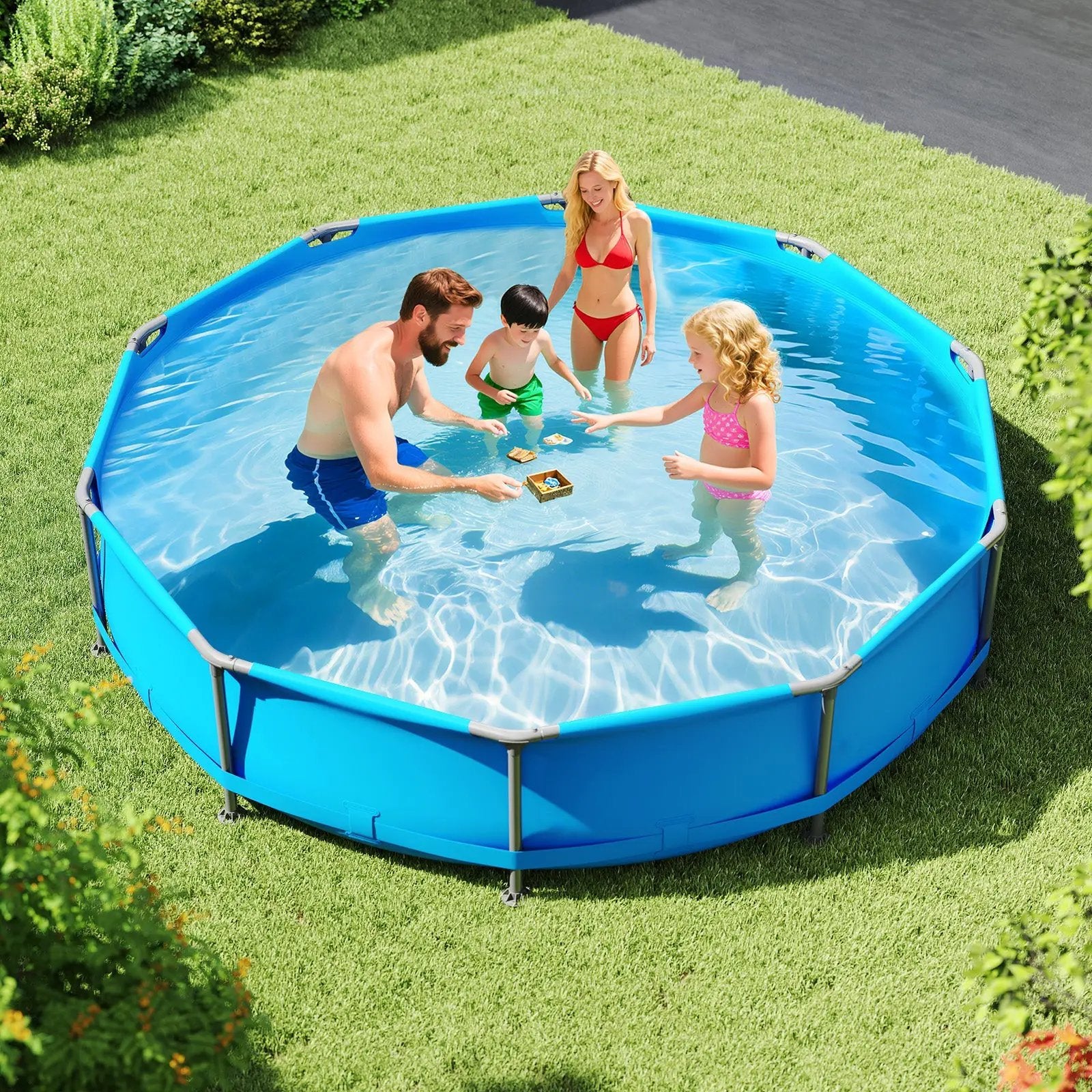 690/978/1158/1617 Gal Outdoor Family Swimming Pool with Metal Frame by DirectDeals
