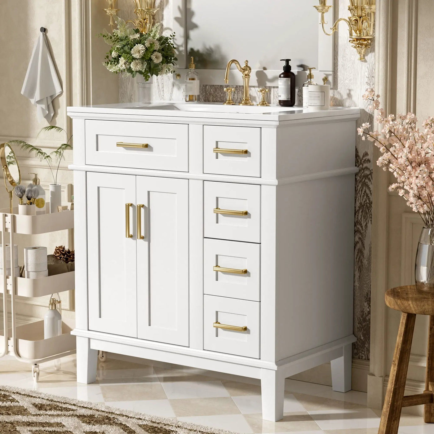 Modern Bathroom Vanity With Ceramic Sink, Soft Close Storage Cabinet by Unique Piece Furniture