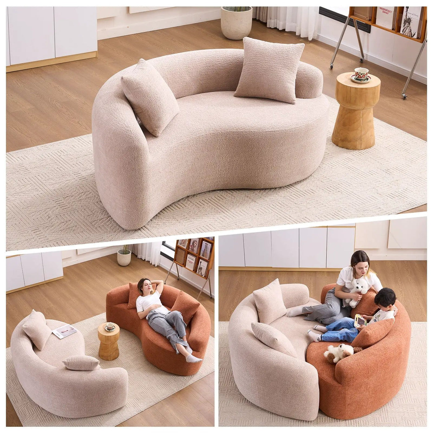 Tai Chi - Curved Dual Depth Loveseat by Unique Piece Furniture