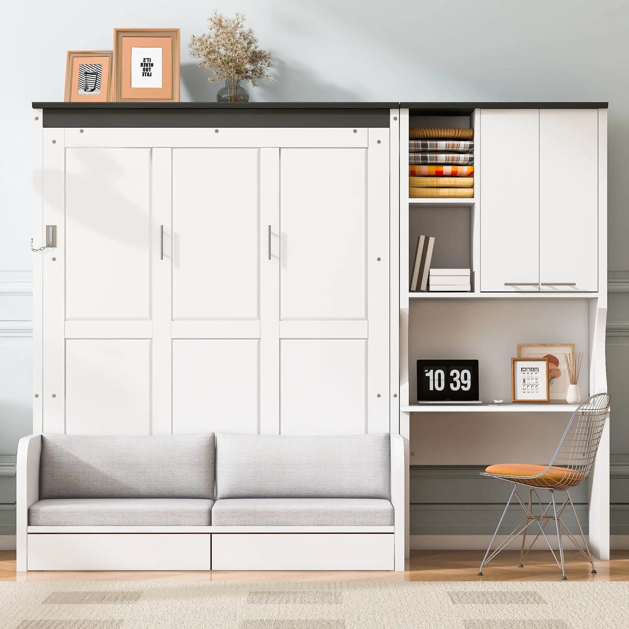 Multi-Functional Murphy Bed with Sofa, Desk, and Storage Cabinet by HouseOfZazla