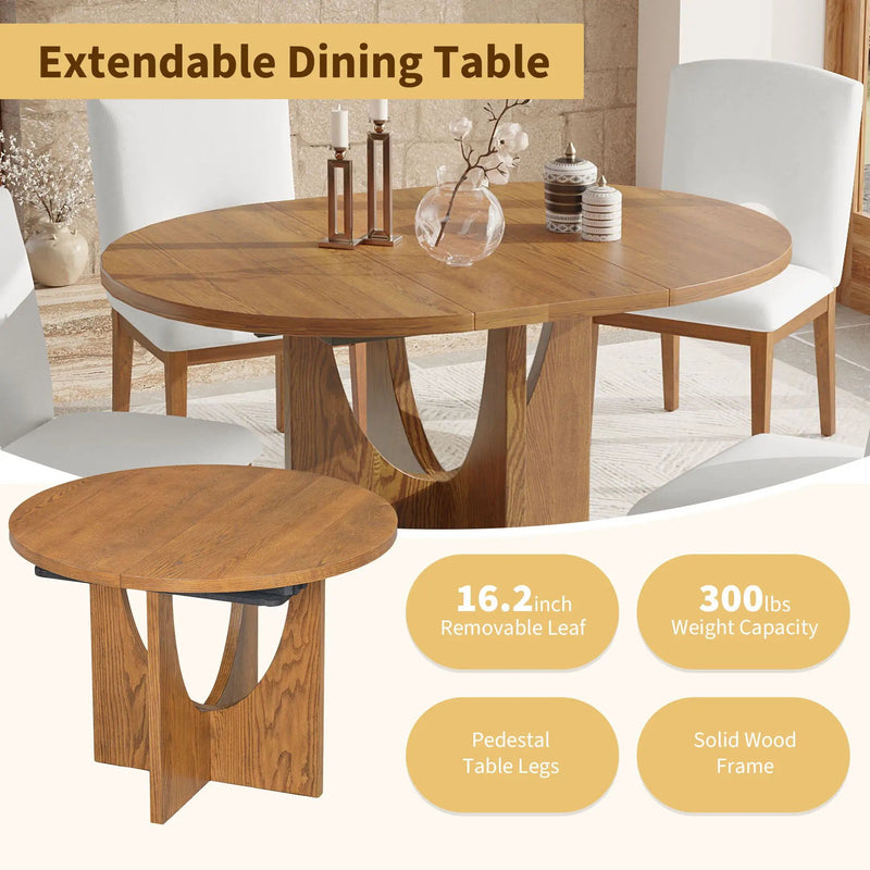 Topmax - 5 Piece Modern Extendable Round Dining Table Set With Removable Leaf For Small Places by HouseOfZazla