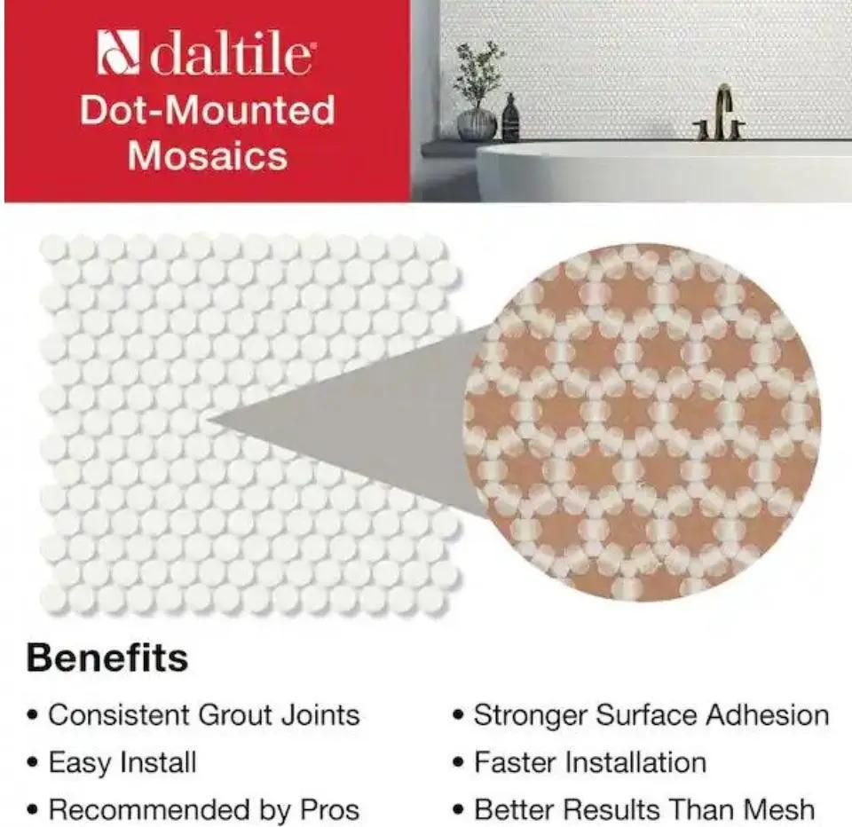 Open Box Daltile Restore Satin White 10 in. x 11 in. Glazed Ceramic Penny Round Mosaic Wall Tile (8.3 sq. ft./Case) by Selzalot