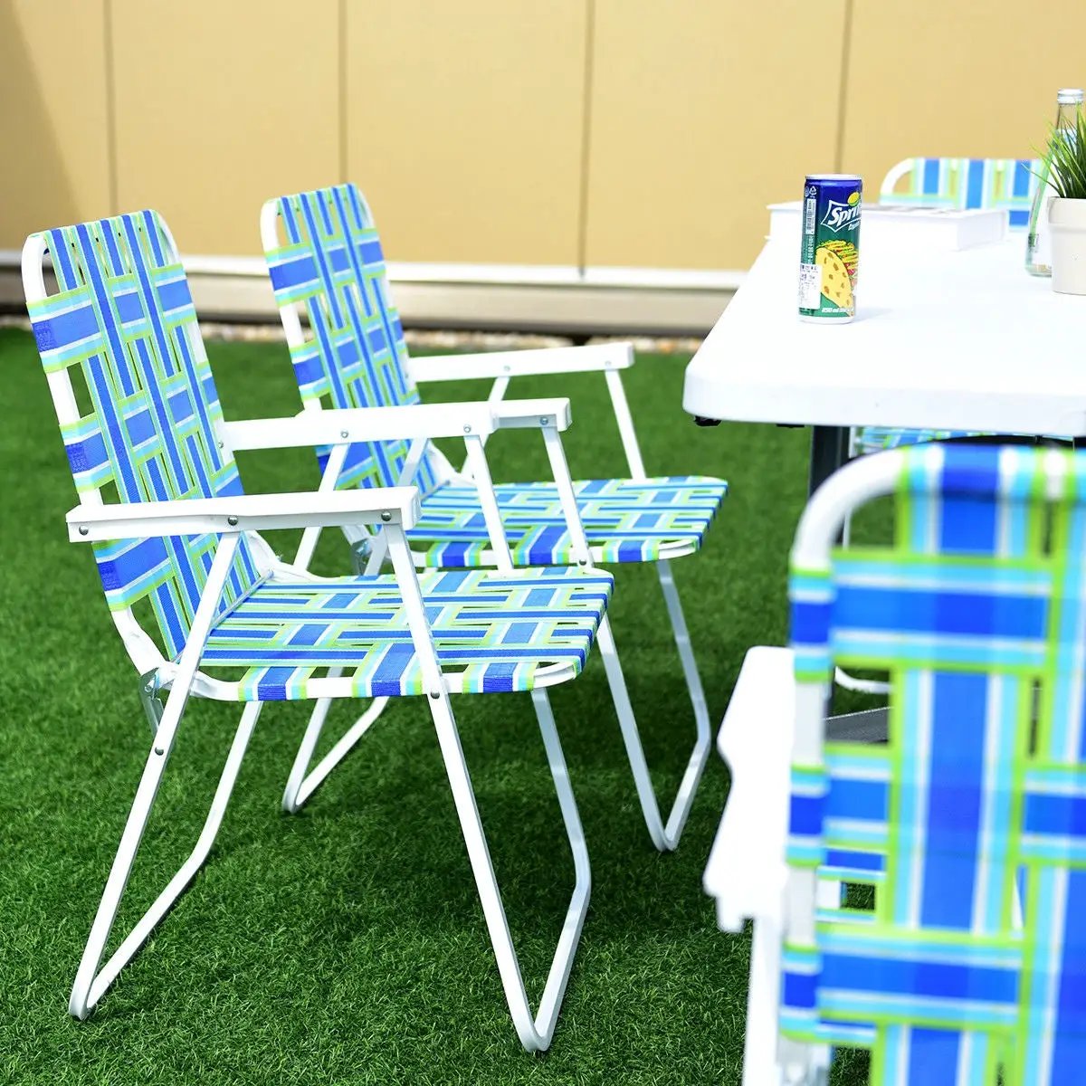 6 Pieces Folding Beach Chair Camping Lawn Webbing Chair, photo 3 of 17