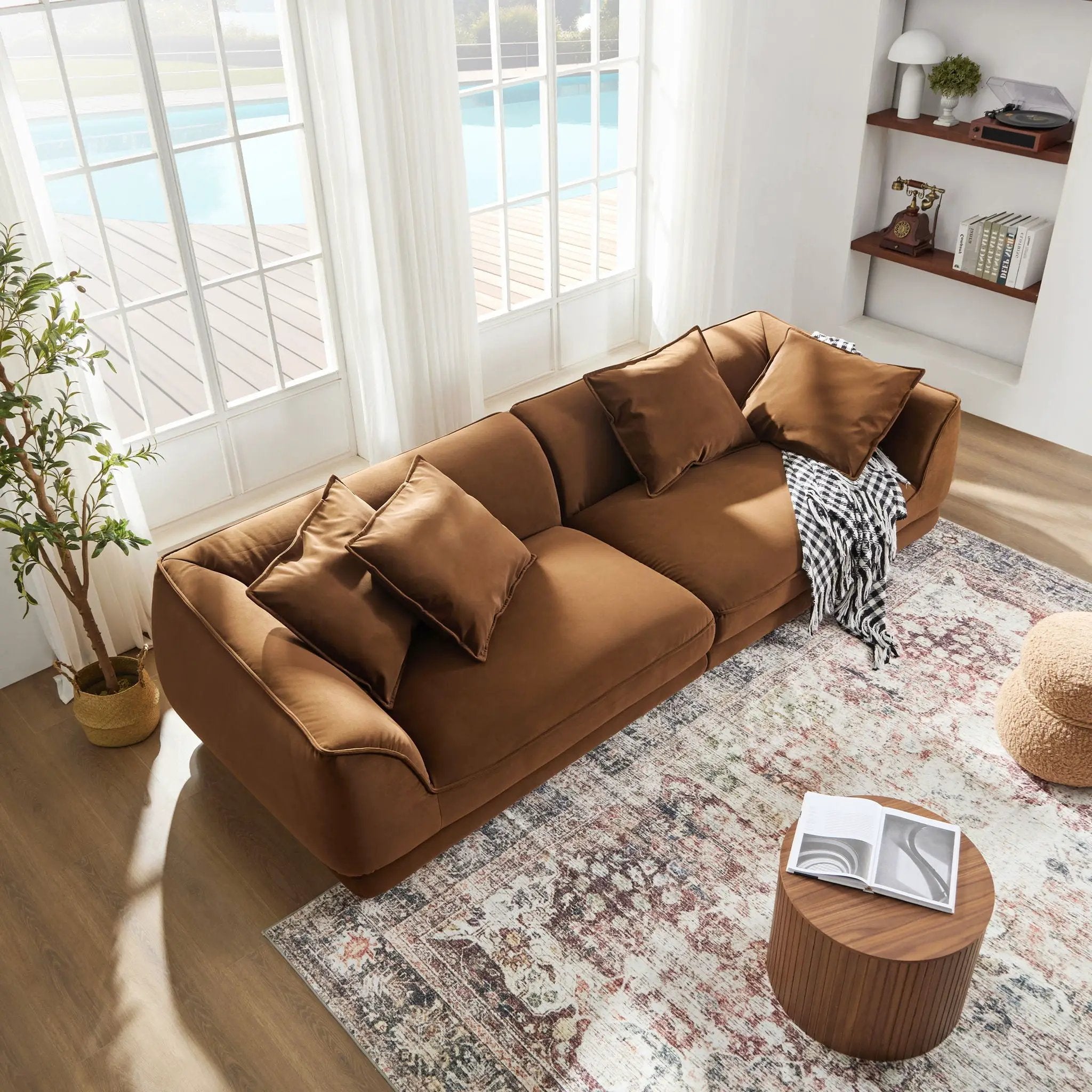 Nordic Modern Sofa With Removable Pillowcase, High Density Sponge Filling, 4 Throw Pillows by Unique Piece Furniture