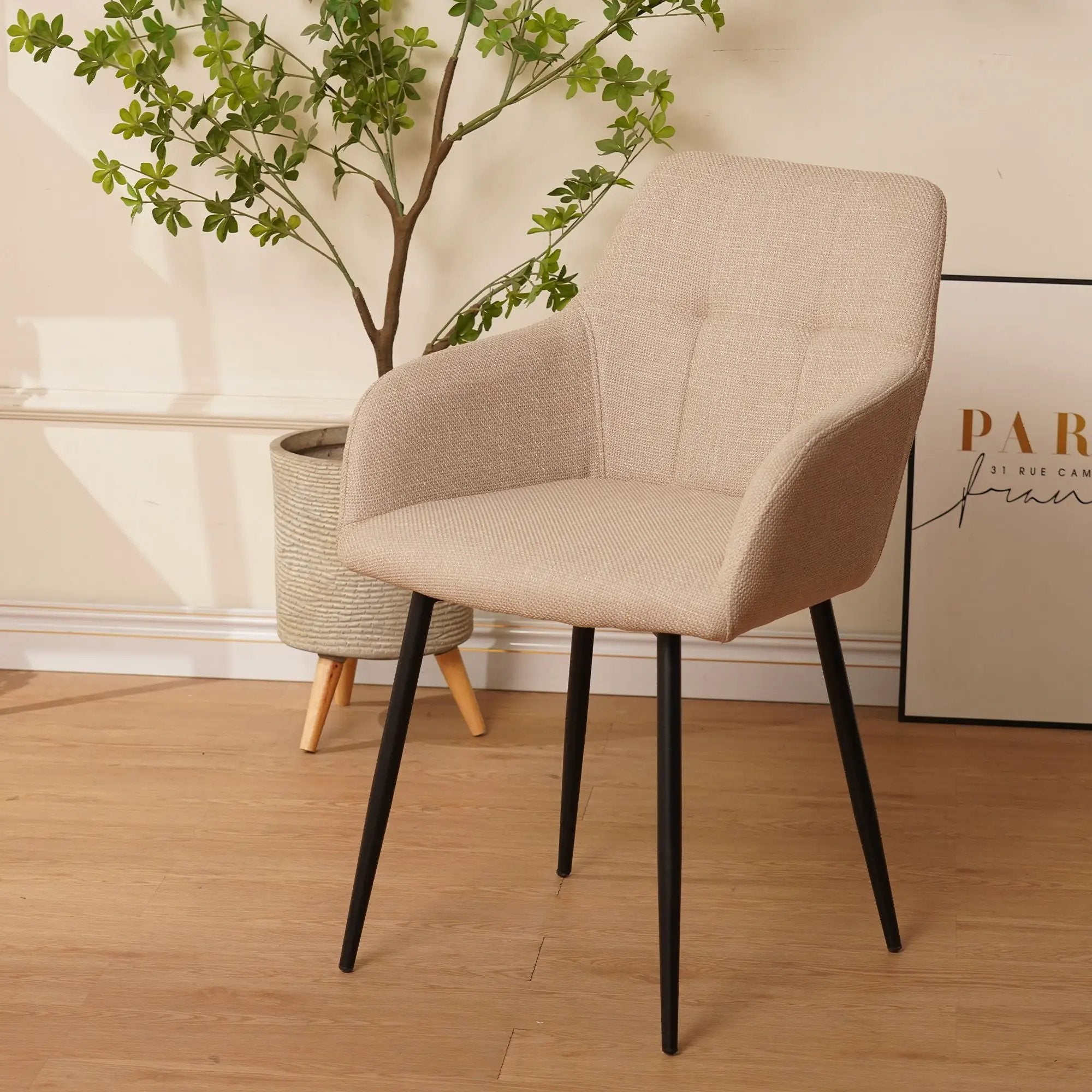Dining Chair With Backrest And Wide Seat (Set of 2) - Beige by Unique Piece Furniture