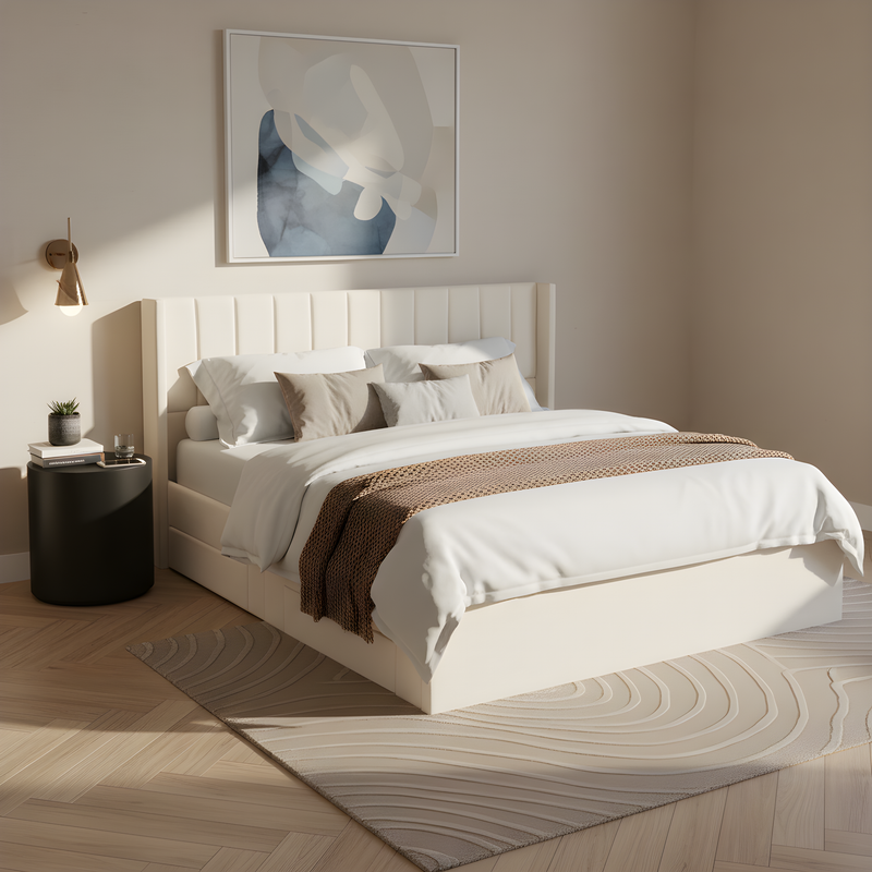 Large-Capacity Upholstered Storage Bed with Drawers by HouseOfZazla