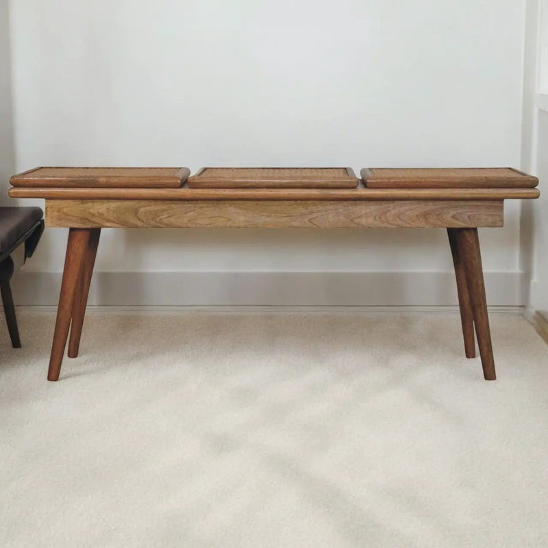 Larissa - Triple Accent Cane Bench - Beige by Unique Piece Furniture