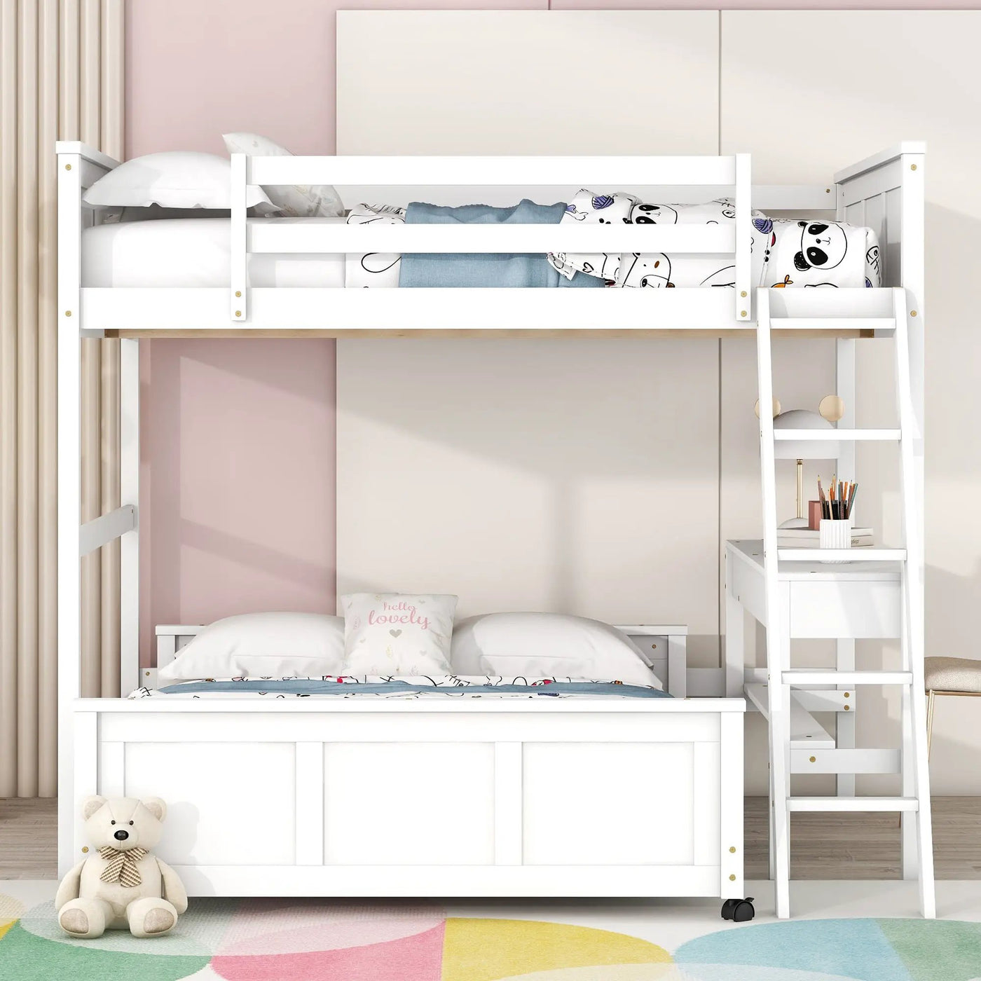 Full Over Full Bunk Bed With Desk by Unique Piece Furniture