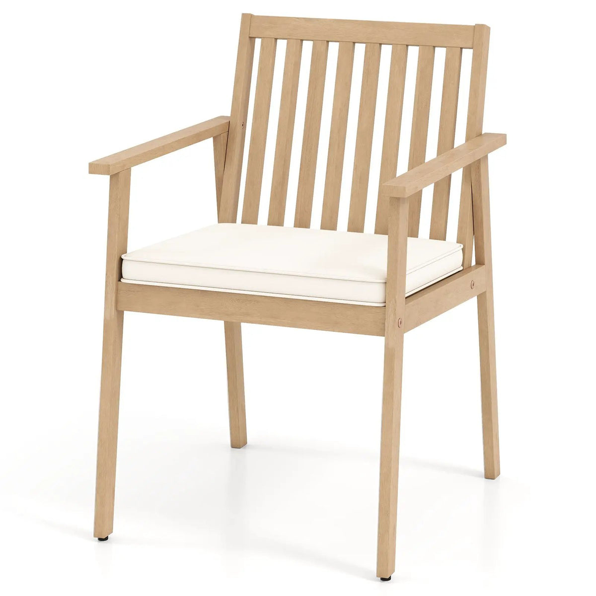 2 Pieces Patio Dining Chairs Outdoor Acacia Wood Chairs with Removable Padded Cushion, photo 7 of 16