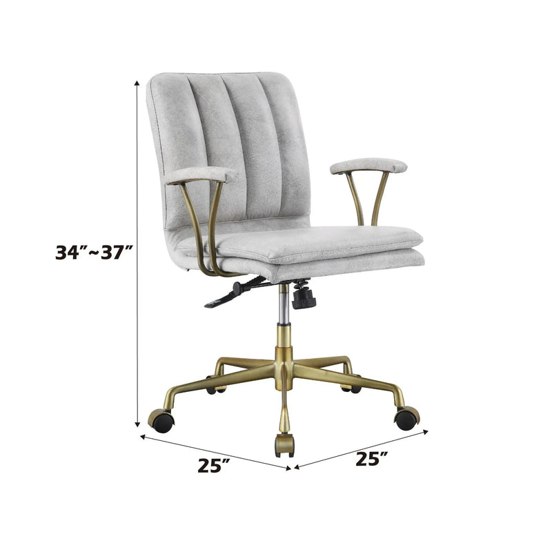 Damir - Vintage Top Grain Leather Office Chair - Antique White / Vintage by Unique Piece Furniture