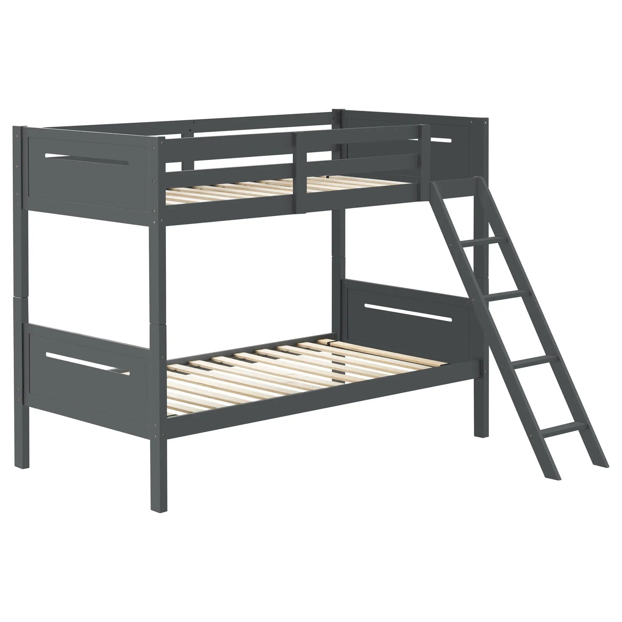 Littleton Wood Twin Over Twin Bunk Bed Grey by Unique Piece Furniture