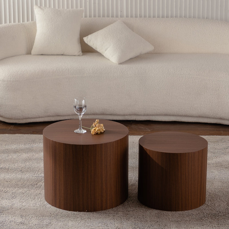 Nesting Coffee Table Set of 2 Round Wooden Tables by HouseOfZazla