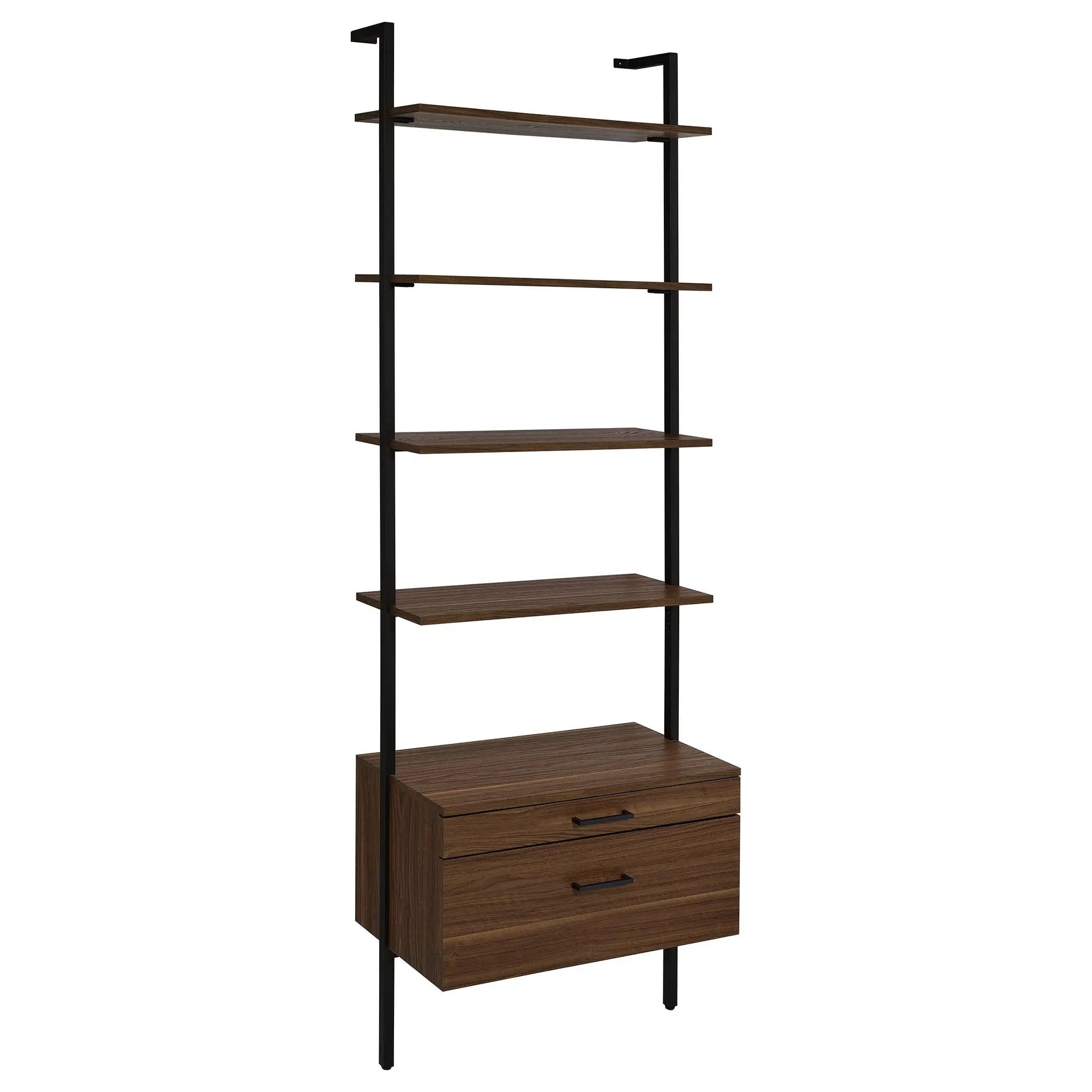 Owens 96-inch 4-shelf Storage Wall Bookshelf Walnut by Unique Piece Furniture
