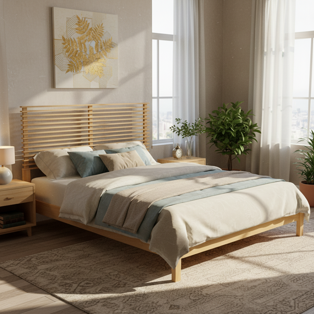Premium Solid Wood King Size Bed Frame with Headboard by HouseOfZazla