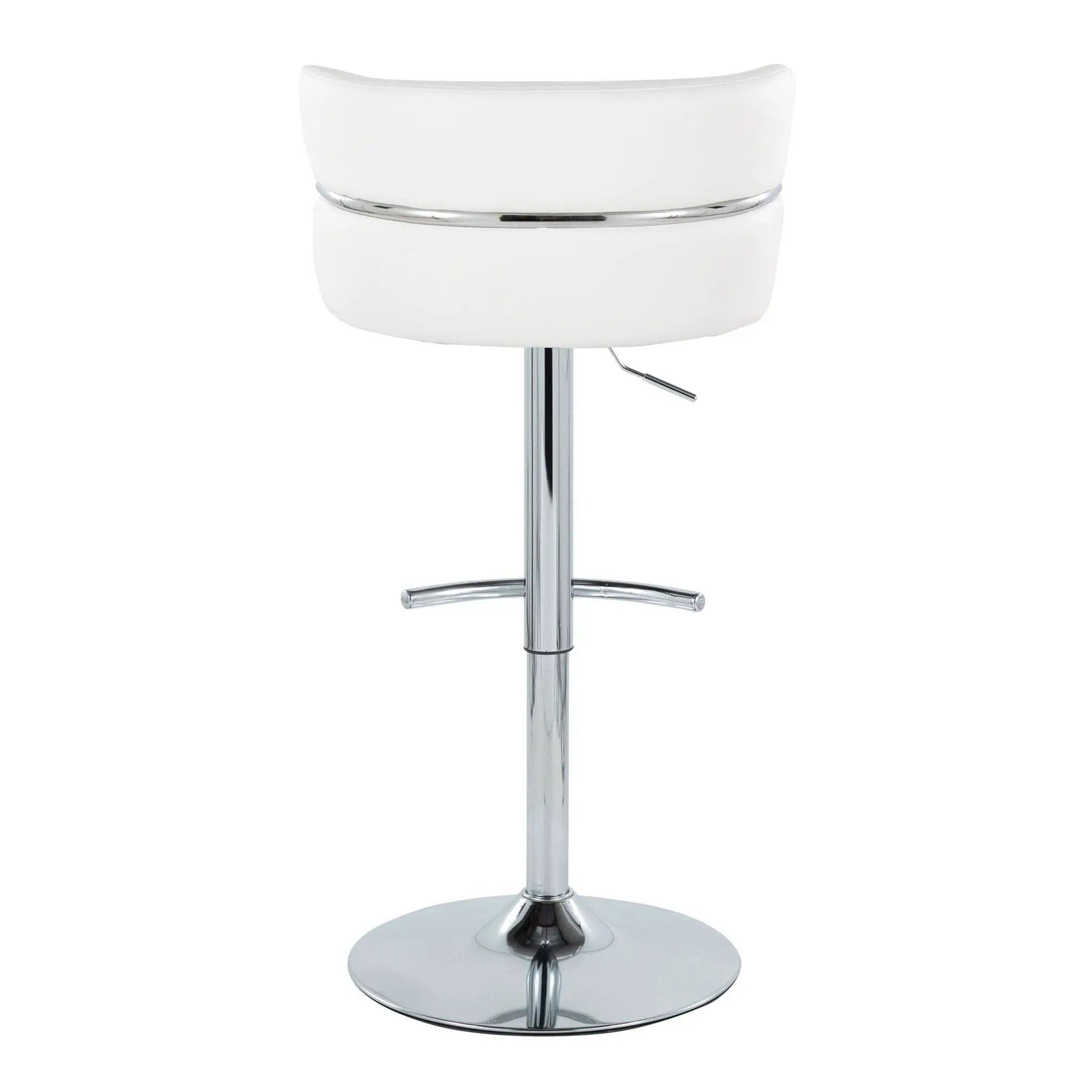 Cinch - Contemporary Adjustable Barstool With Swivel With Rounded T Footrest (Set of 2) - Chrome / White by Unique Piece Furniture
